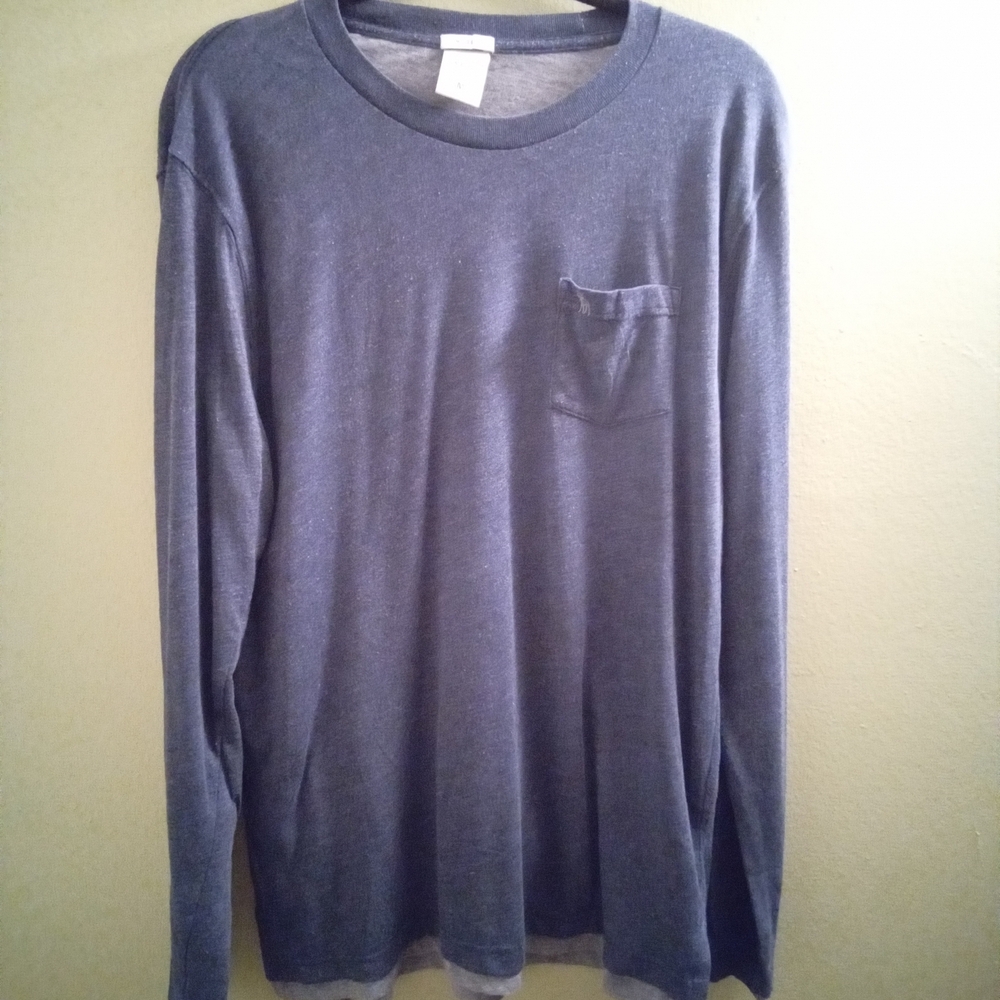Mens M Muscle Abercrombie & Fitch Blue And Dark Gray Long Sleeve Shirt Comfy Fit